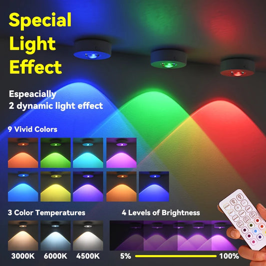 RGB 12 Color Light Pucks Wireless Remote Control