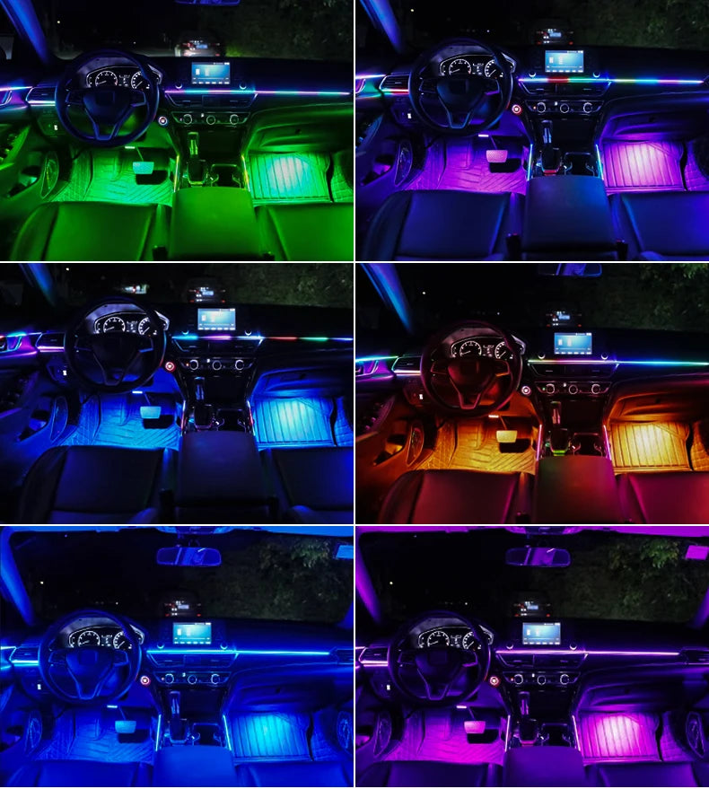 18 in 1 Car Ambient Light Interior RGB Neon Acrylic Strip Atmosphere Lighting Kit
