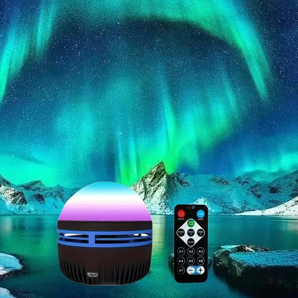 Galaxy Projector Aurora Night Light 360° Rotating RGB Colorful Night Light with Remote Control