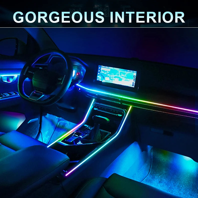 18 in 1 Car Ambient Light Interior RGB Neon Acrylic Strip Atmosphere Lighting Kit