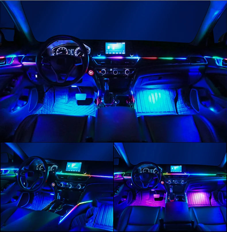 18 in 1 Car Ambient Light Interior RGB Neon Acrylic Strip Atmosphere Lighting Kit