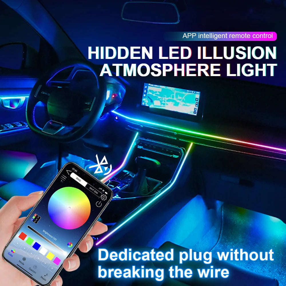 18 in 1 Car Ambient Light Interior RGB Neon Acrylic Strip Atmosphere Lighting Kit