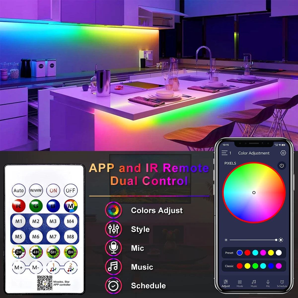 RGB Neon Flexible Strip Light With Bluetooth Remote Control