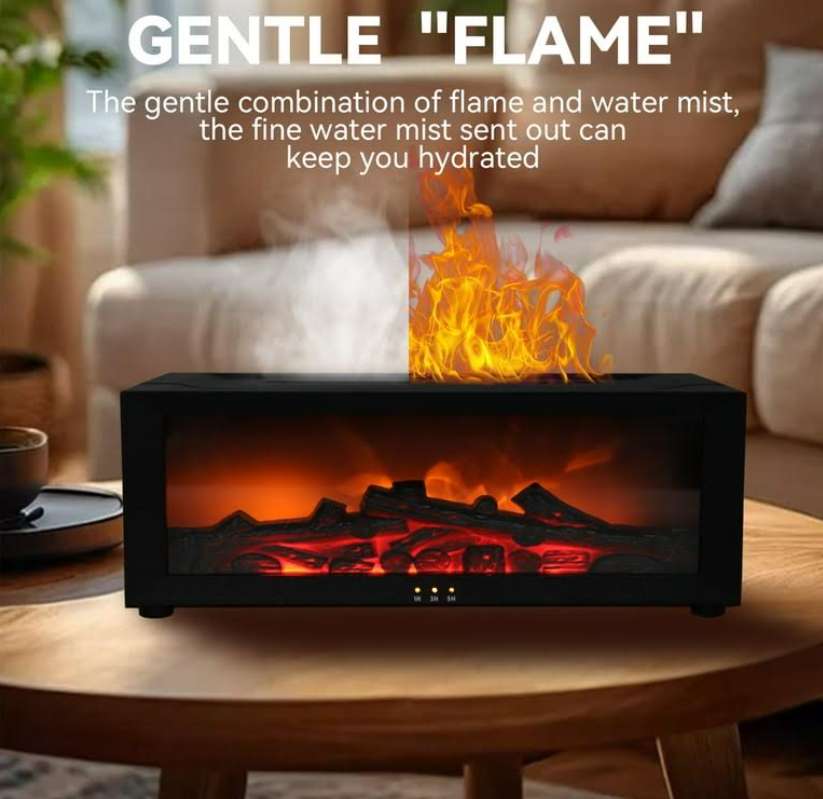 Fireplace Air Humidifier Aroma Essential Oil Diffuser with LED Light & Remote Control