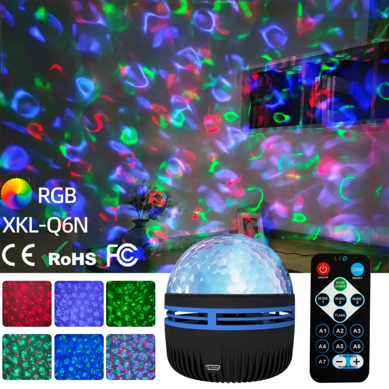 Galaxy Projector Aurora Night Light 360° Rotating RGB Colorful Night Light with Remote Control
