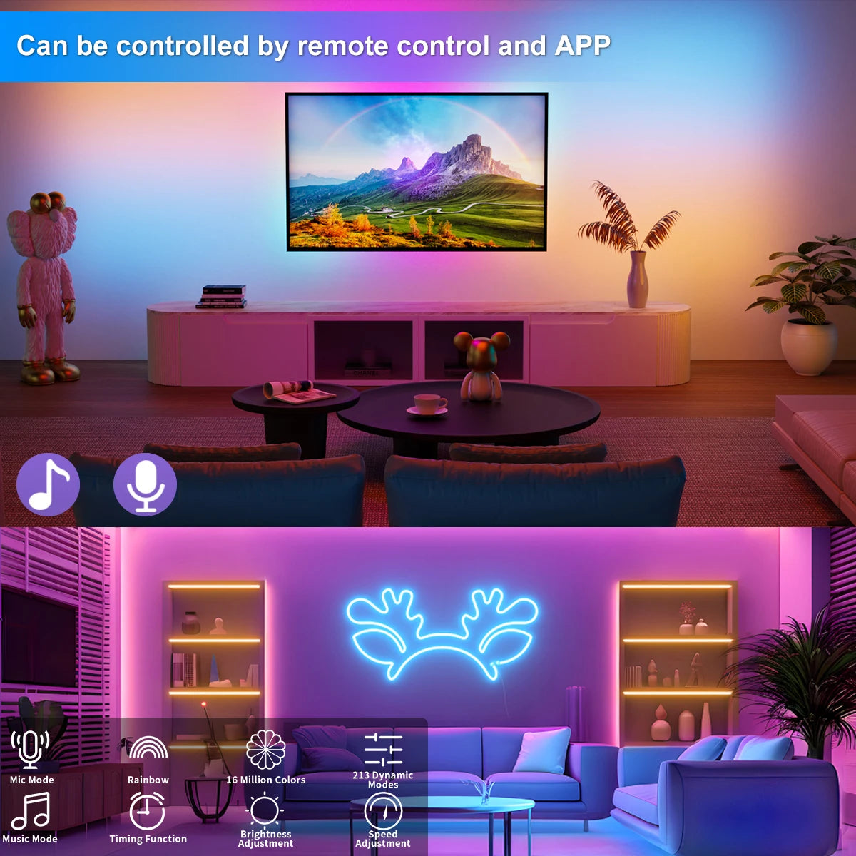 RGB Neon Flexible Strip Light With Bluetooth Remote Control