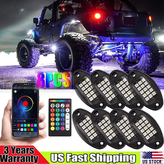 8-Pod RGB Rock Light LED Chassis Strip