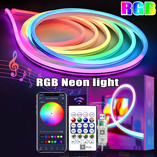 RGB Neon Flexible Strip Light With Bluetooth Remote Control
