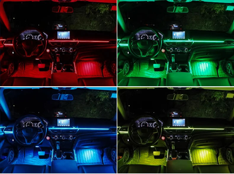 18 in 1 Car Ambient Light Interior RGB Neon Acrylic Strip Atmosphere Lighting Kit