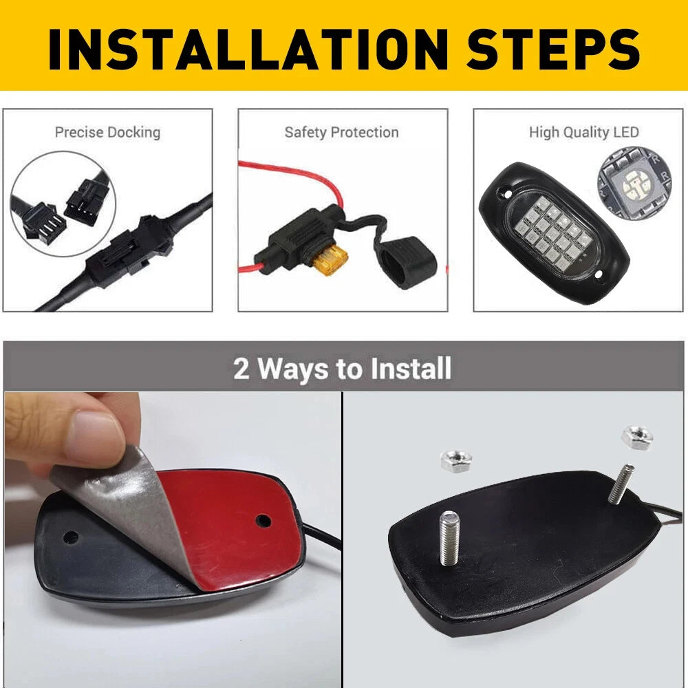 8-Pod RGB Rock Light LED Chassis Strip