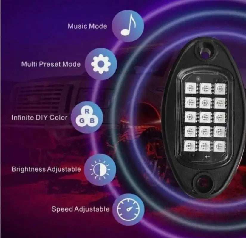 8-Pod RGB Rock Light LED Chassis Strip