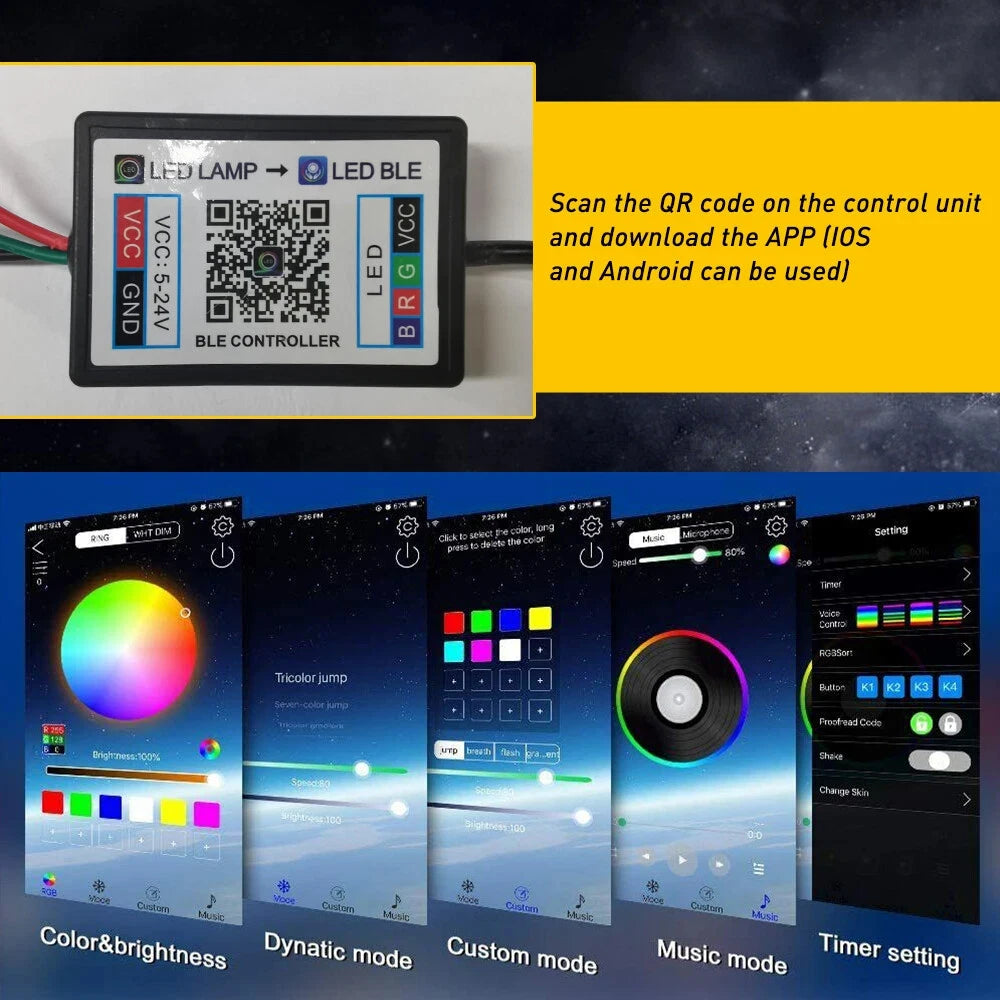 8-Pod RGB Rock Light LED Chassis Strip