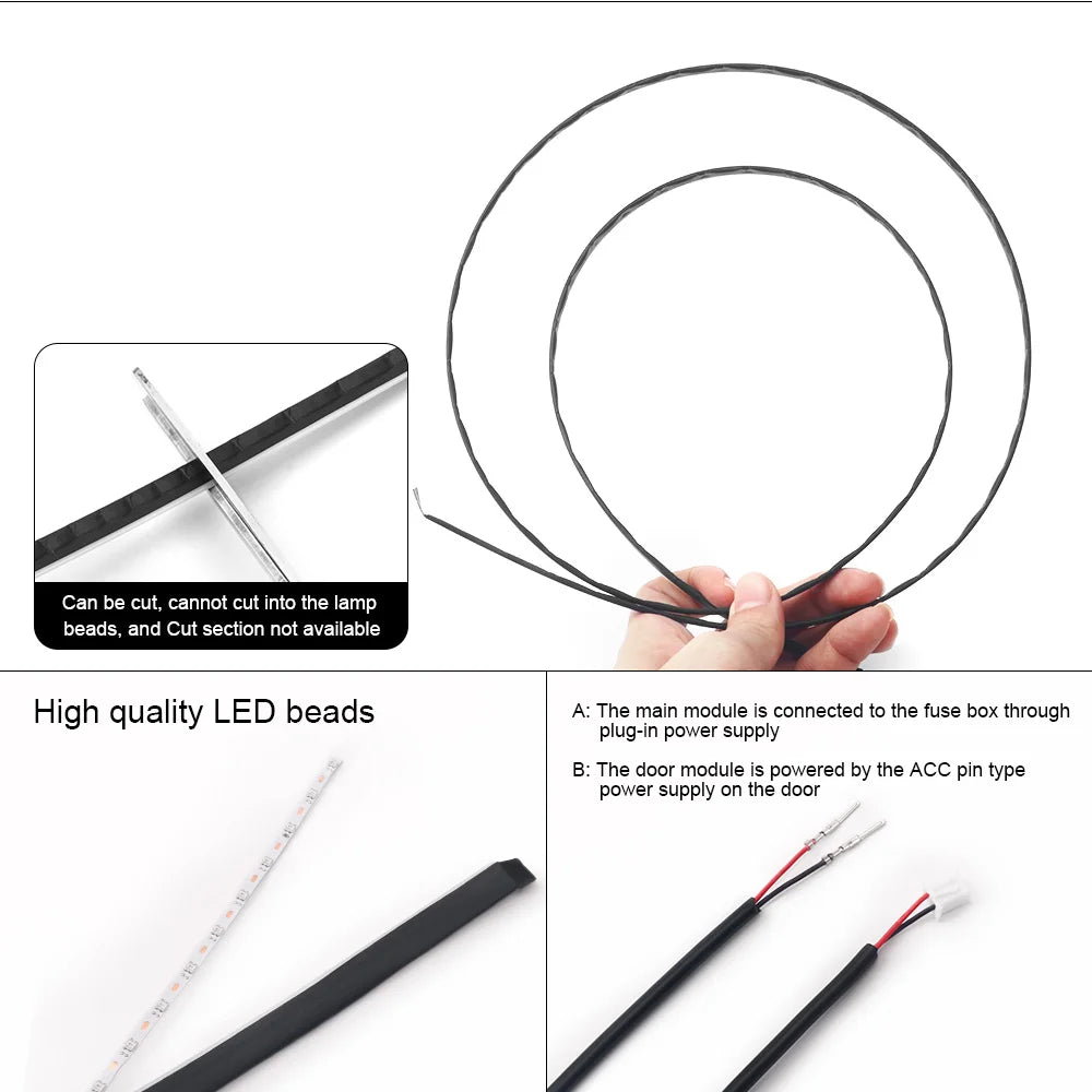 18 in 1 Car Ambient Light Interior RGB Neon Acrylic Strip Atmosphere Lighting Kit