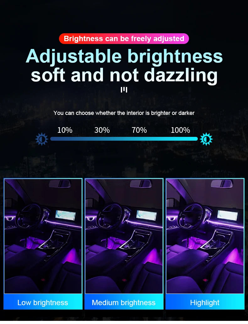 18 in 1 Car Ambient Light Interior RGB Neon Acrylic Strip Atmosphere Lighting Kit